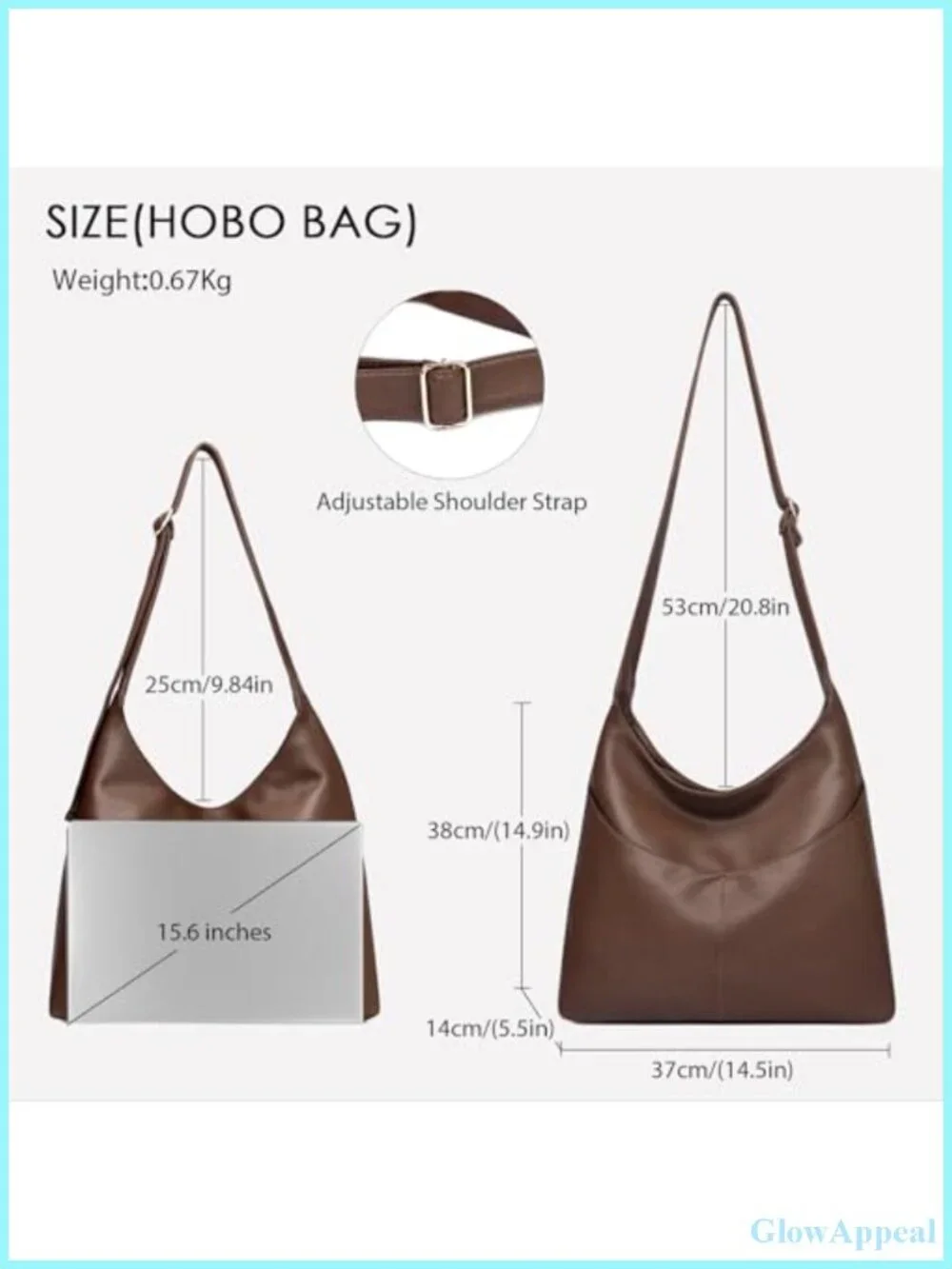 Large Slouchy Hobo Bag for Women Vegan Leather Shoulder Purse with Zipper